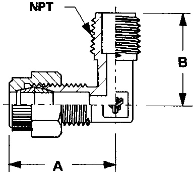 Elbow Adapter Male, Male NPT Threads, O.D Tube Size Inches (mm): 3/8 (9.52), Male NPT Size Inches (mm): 1/2 (12.70)