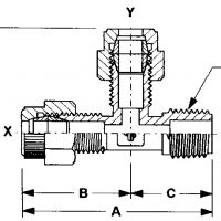 Male Run Tee, Male NPT Threads, O.D Tube Size (X) Inches (mm): 1/4 (6.35), (Y) : 1/4 (6.35), Male NPT Size (Z) Inches (mm): 1/4 (6.35)-Male_Run_Tee_Male_NPT_Threads1.jpg