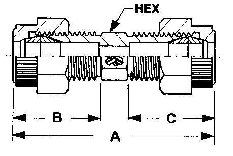 Straight Union, O.D Tube Size Inches (mm): 3/8 (9.52)