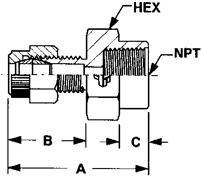 Union Adapter Female, Female NPT Threads, O.D Tube Size Inches (mm): 1/2 (12.70), Female NPT Size Inches (mm): 1/4 (6.35)