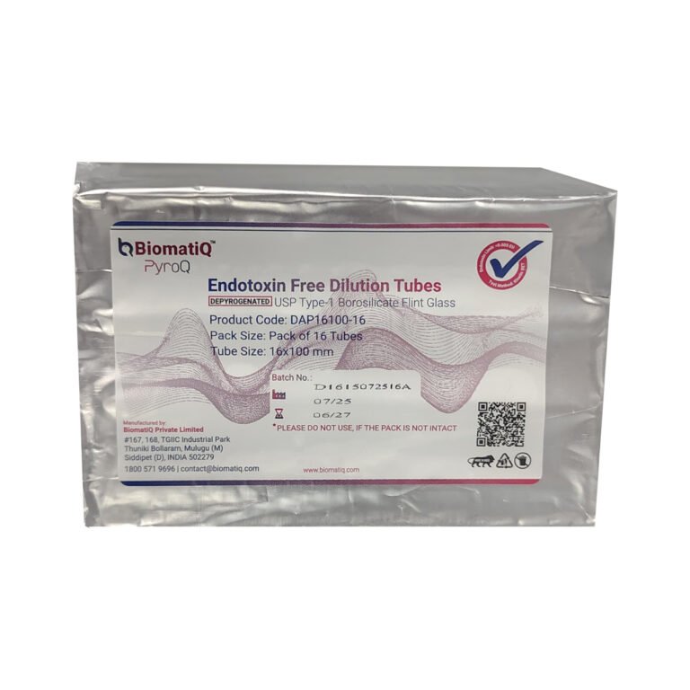 Endotoxin Free Dilution Tubes (16 x 100), Depyrogenated, USP Type-1 Borosilicate Flint Glass